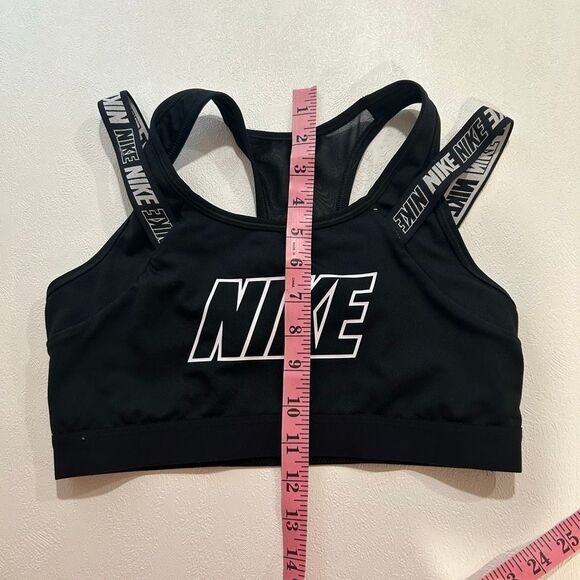Nike Dri-FIT Black Sports Bra Size M | Medium Support Logo Elastic Strap Activew - Picture 5 of 5